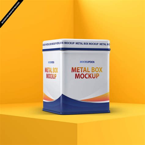 metal box mockup free|Free Metal Box Mockup PSD .